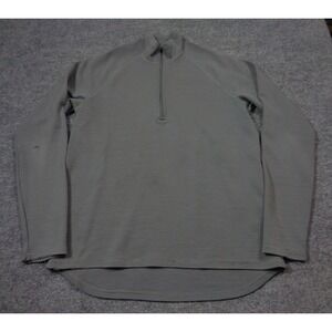 IBEX Sweater Mens L Grey  1/2 Zip Pullover Mock Neck Wool Knit Outdoors